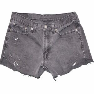 Levi's 514  Cutoff Black Denim Shorts 31" Inch Waist Distressed